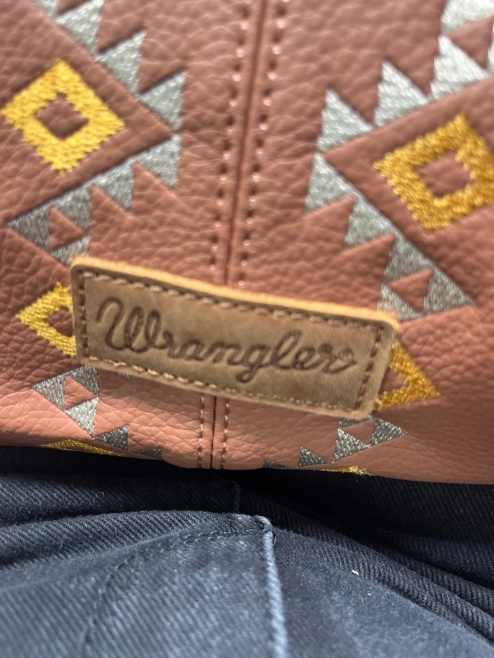 Wrangler Aztec Hobo Bag Western Boho Faux Leather Tote Brown NWT